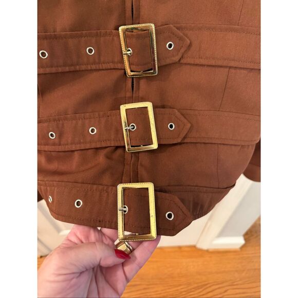 Clockwork Couture Brown Steam Punk Goth Straight Jacket Style Buckle Jacket sz L - Picture 4 of 8